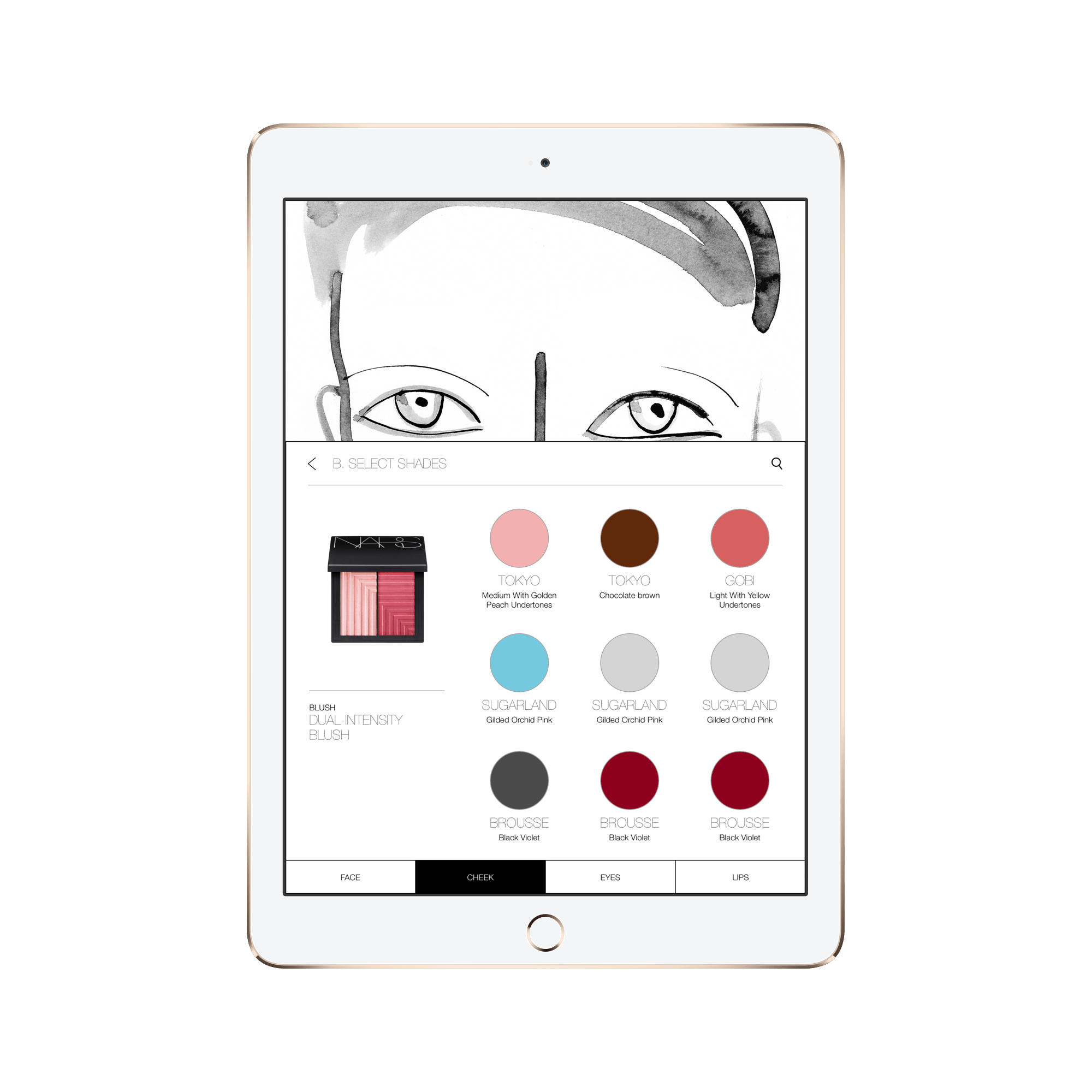 手機應用程式開發|NARS 4 6.3.1 Face Chart Cheek Color Duo ipadair2 gold portrait