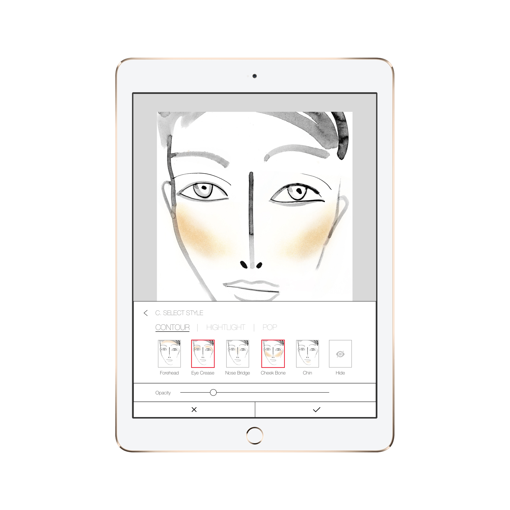 手機應用程式開發|NARS 5 6.4.1.1 Face Chart Cheek Style Contour Nose Bridge ipadair2 gold portrait